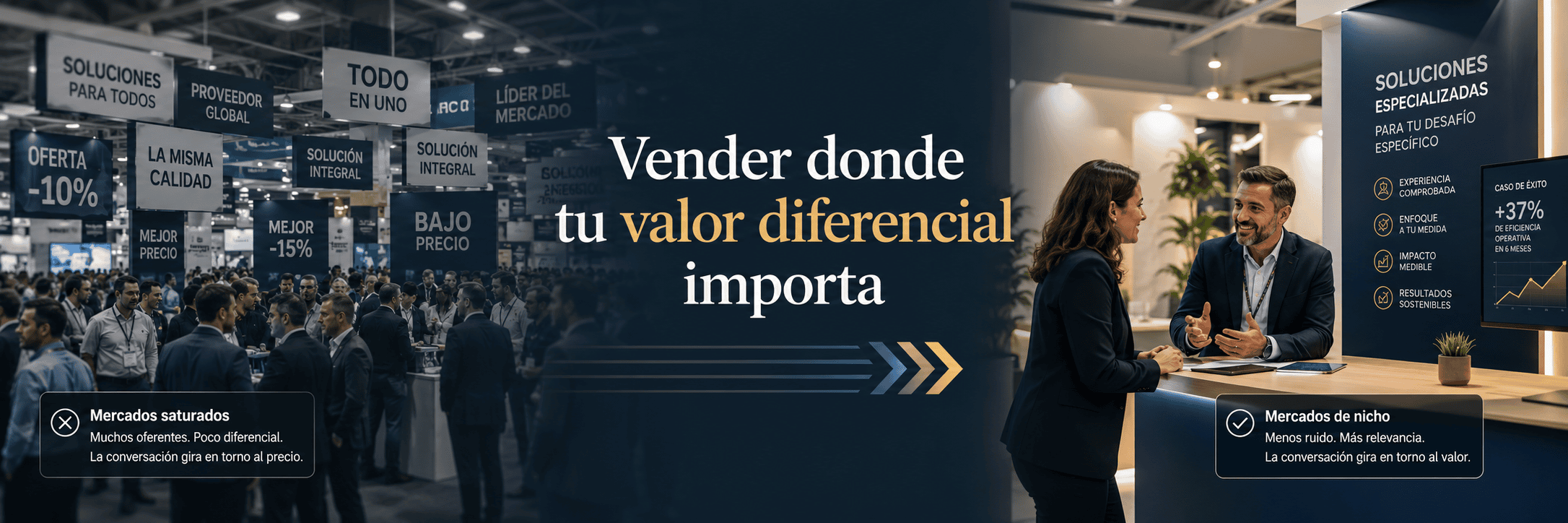 Vender donde tu valor diferencial importa: mercados saturados por precio frente a mercados de nicho en la venta B2B